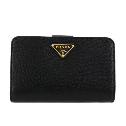 プラダ 二つ折り財布 レディース SAFFIANO METAL ORO サフィアーノメタル オロ ブラック PRADA 1ML225 QHH  F0002 NERO | GINZA LoveLove（ラブラブ）