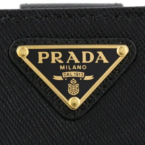 プラダ 二つ折り財布 レディース SAFFIANO METAL ORO サフィアーノメタル オロ ブラック PRADA 1ML225 QHH F0002 NERO