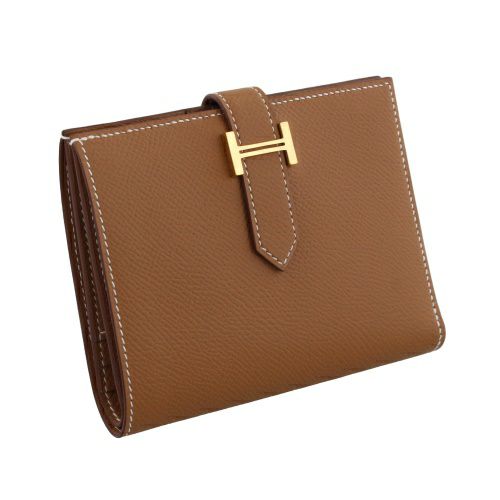 エルメス ベアンコンパクト ゴールド ヴォーエプソン ゴールド金具 B  