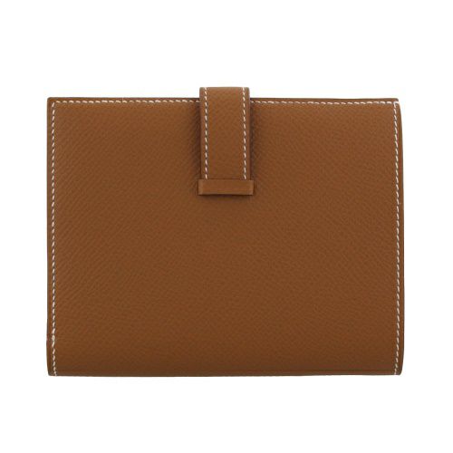 エルメス ベアンコンパクト ゴールド ヴォーエプソン ゴールド金具 B 