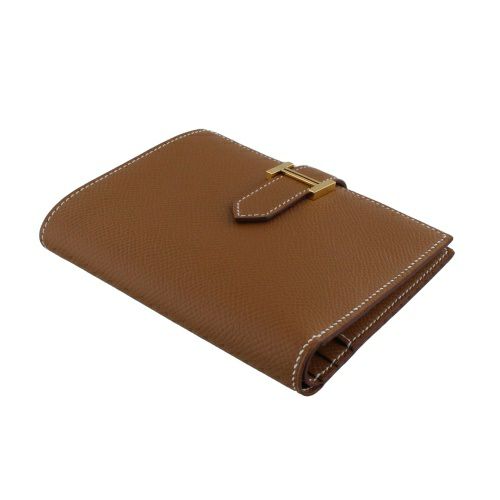 エルメス ベアンコンパクト ゴールド ヴォーエプソン ゴールド金具 B 