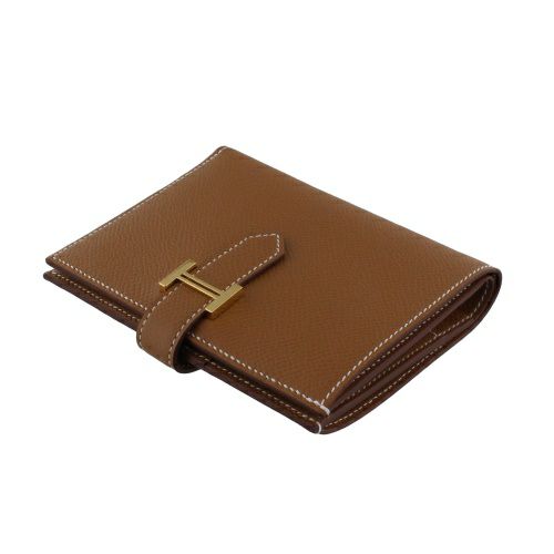 エルメス ベアンコンパクト ゴールド ヴォーエプソン ゴールド金具 B 