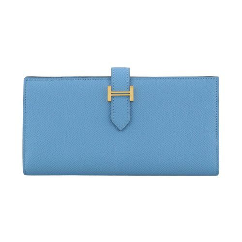 エルメス ベアンスフレ セレステ ヴォーエプソン ゴールド金具 B刻印 HERMES Bearn Soufflet