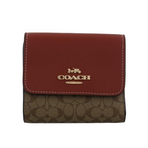 コーチ アウトレット 三つ折り財布 レディース カーキ/テラコッタ COACH OUTLET CF369 IMS4L