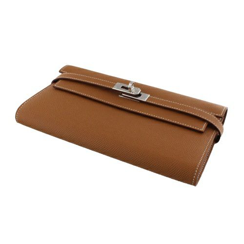 HERMES ケリー　ウォレット　ボーエプソン　ブラウン　長財布　SV金具 エルメス ケリーロング ゴールド ヴォーエプソン シルバー金具 B