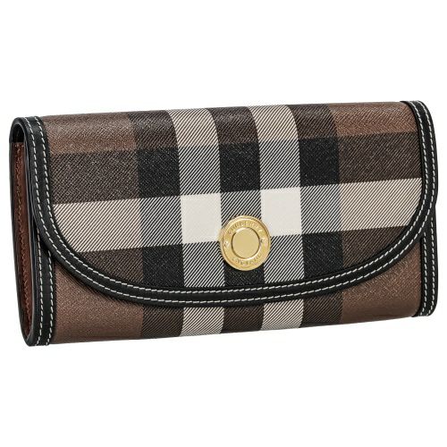 バーバリー 長財布 レディース ブラウン チェック＆レザー コンチネンタルウォレット BURBERRY 8072668 DARK BIRCH  BROWN | GINZA LoveLove（ラブラブ）