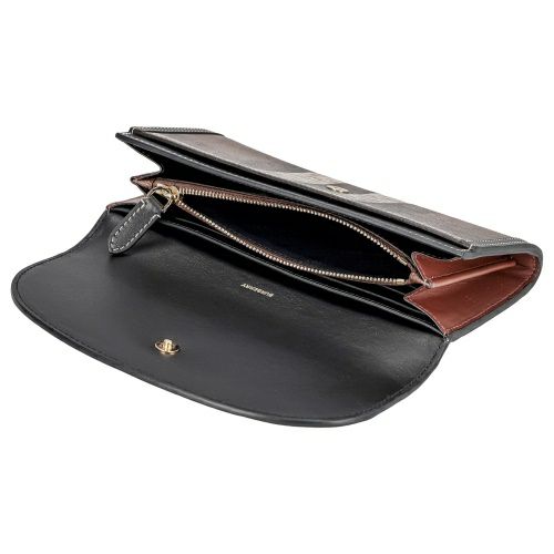 バーバリー 長財布 レディース ブラウン チェック＆レザー 