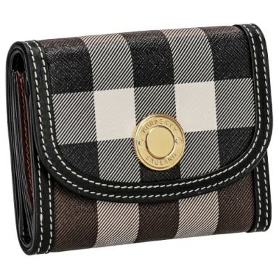 バーバリー 三つ折り財布 レディース グリーン チェック＆レザー スモール フォールディングウォレット BURBERRY 8073903 GREEN  | GINZA LoveLove（ラブラブ）