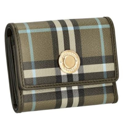 バーバリー 三つ折り財布 レディース グリーン チェック＆レザー スモール フォールディングウォレット BURBERRY 8073903 GREEN  | GINZA LoveLove（ラブラブ）