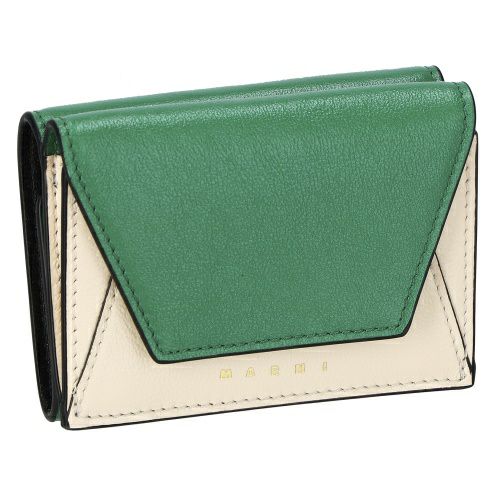 マルニ 三つ折り財布 レディース グリーン MUSEO TRIFOLD YEN WALLET TONE MARNI PFMO0056U1 P2644 ZO611 AGATE GREEN/SHELL