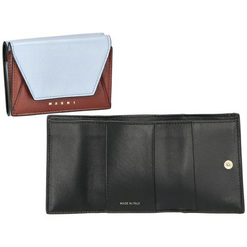 マルニ 三つ折り財布 レディース ライトブルー MUSEO TRIFOLD YEN WALLET TONE MARNI PFMO0056U1 P2644 ZO612 LAKE/REDWOOD