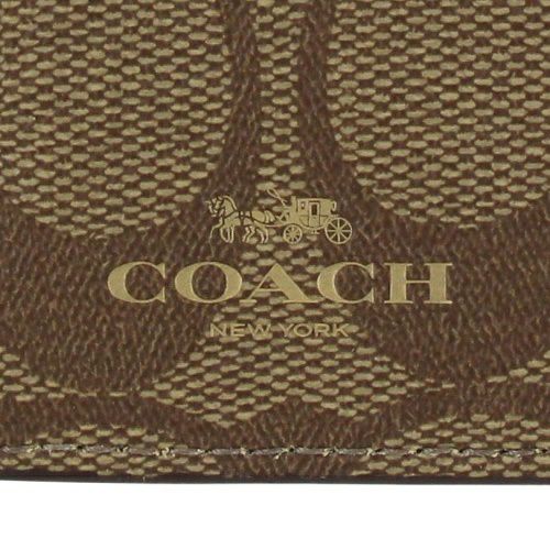 コーチ アウトレット カードケース レディース シグネチャー ブラウン COACH OUTLET 63274 IME74 カーキ サドル/ベージュ