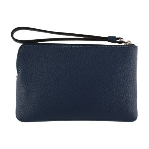 コーチ アウトレット ポーチ レディース ペブルド レザー コーナー ジップ リストレット ネイビー COACH OUTLET CP483 SV/DE