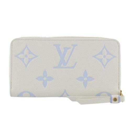 ルイヴィトン 長財布 レディース ジッピー･ウォレット モノグラム・アンプラント ラテホワイト/キャンディブルー LOUIS VUITTON M83308