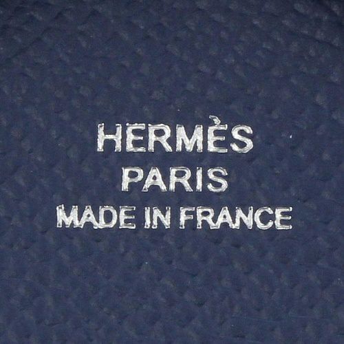 エルメス カルヴィ ブルーネイビー ヴォーエプソン シルバー金具 B刻印 HERMES Calvi