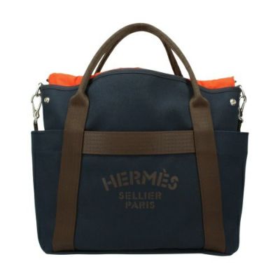 HERMES エルメス アリーヌMM トワルシェブロン Y刻印 ネイビー