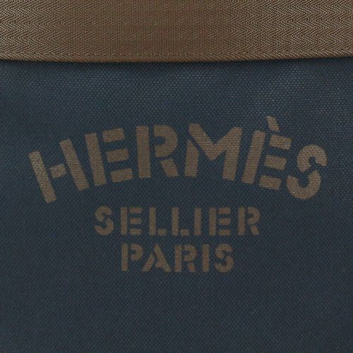 エルメス パンサージュグルーム ブルーネイビー/フュー トワルシェブロン/ブライドルレザー シルバー金具 B刻印 HERMES SAC DE PANSAGE GROOM