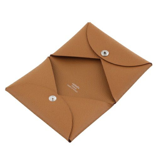 エルメス カードケース 名刺入れ カルヴィ ブラウン HERMES ゴールド  