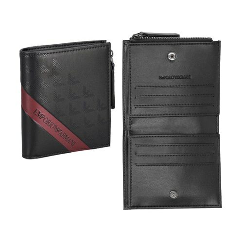 エンポリオアルマーニ 二つ折り財布 メンズ ブラック EMPORIO ARMANI  