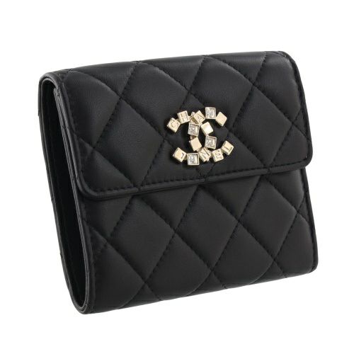 シャネル 三つ折り財布 レディース CHANEL AP3839 B15617 94305 ブラック