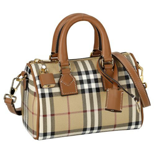 BURBERRY 最良 バーバリー ミニペグ イエロー×ピンク ハンドバッグ