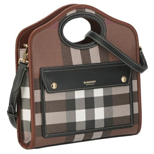 バーバリー ハンドバッグ レディース MINI POCKET ミニ ポケット ブラウン BURBERRY 8071386 DARK BIRCH BROWN