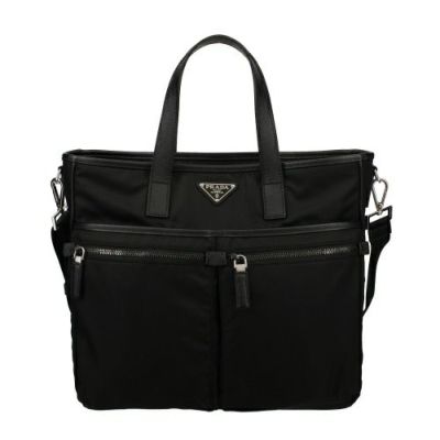 プラダ トートバッグ メンズ Re-nylon xサフィアーノレザー トートバッグ ブラック PRADA 2VG098 V OOO 2DMG  F0002 NERO | GINZA LoveLove（ラブラブ）