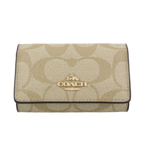 コーチ アウトレット キーケース レディース シグネチャー COACH OUTLET 77998 IMR6D ライトベージュ/ピンク