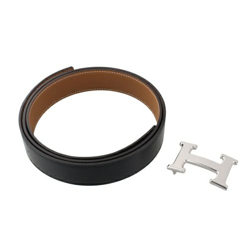 HERMES 低く エルメス Hベルト リバーシブル 黒×焦茶 68cm