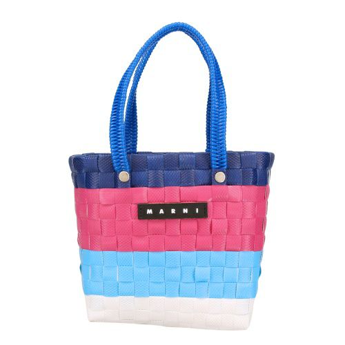 マルニ トートバッグ バスケットバッグ かごバッグ カゴ ロゴタグ レディース MARNI M00816MW81F 846 BLUE WHITE