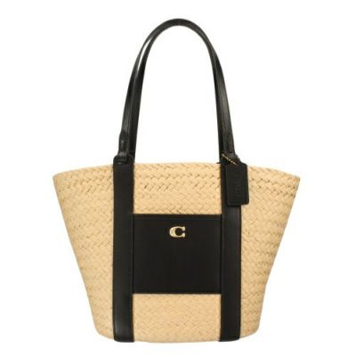 コーチ トートバッグ レディース スモール ストロー ポケット トート ブラック COACH CQ788 B4 NA ブラス チュラル