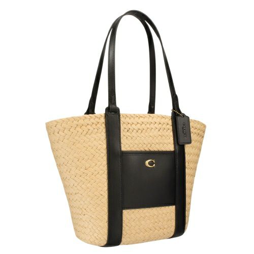 コーチ トートバッグ レディース スモール ストロー ポケット トート ブラック COACH CQ788 B4 NA ブラス チュラル