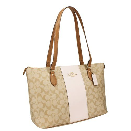 コーチ アウトレット トートバッグ レディース シグネチャー ベージュ COACH OUTLET CR121 IMWQJ チョーク ライトサドル