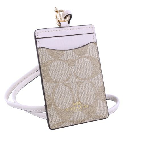 コーチ アウトレット カードケース パスケース レディース シグネチャー ベージュ COACH OUTLET 63274 IMDQC ライトカーキ チョーク