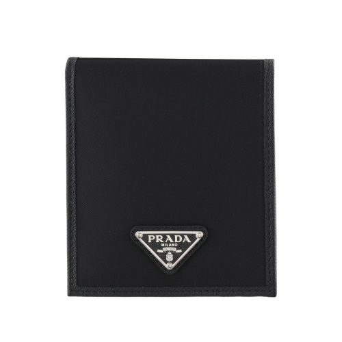 プラダ 二つ折り財布 メンズ TESSUTO SAFFIANO ブラック PRADA 2MO738  