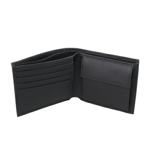 プラダ 二つ折り財布 メンズ TESSUTO SAFFIANO ブラック PRADA 2MO738 