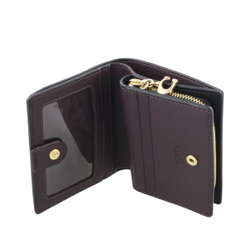 ✨️未使用品✨️ コーチコンパクト スナップ ウォレット レザー 財布 ブラック COACH コーチ 財布 デニム レザー ロゴ チャーム コンパクト