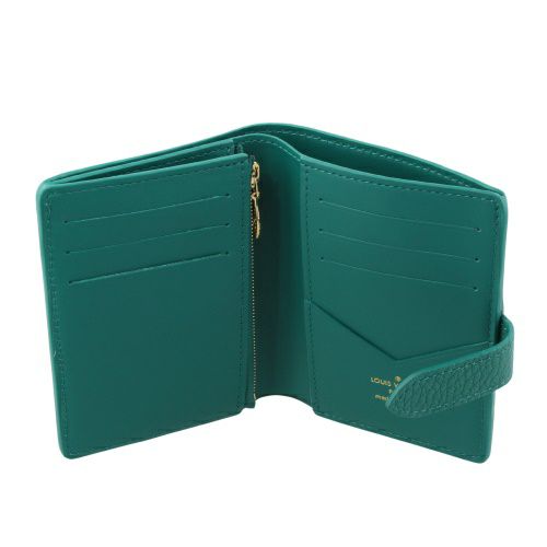LOUIS VUITTON◇2つ折り財布/レザー/グリーン/総柄/レディース/M69033  