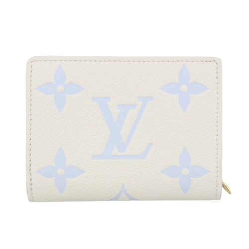 ルイヴィトン 二つ折り財布 レディース モノグラム アンプラント ポルトフォイユ・クレア ホワイト LOUIS VUITTON M82934 ラテホワイト/キャンディーブルー