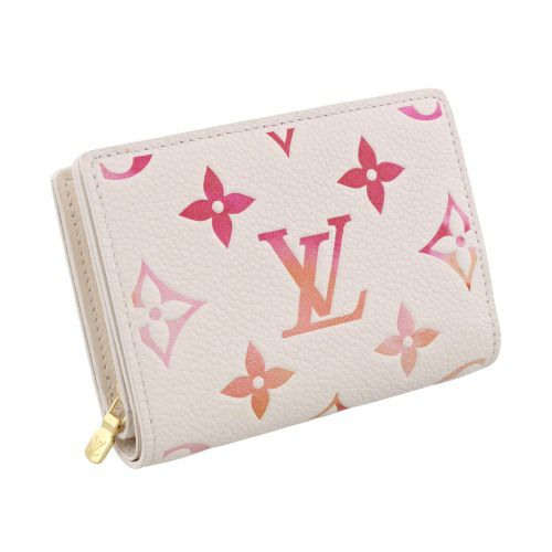 ルイヴィトン 二つ折り財布 レディース モノグラム アンプラント ポルトフォイユ・クレア ピンク LOUIS VUITTON M83481 サンライズ・アクワレル