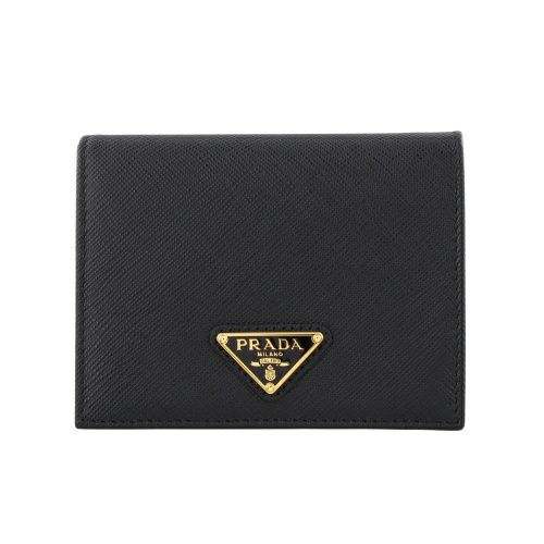 プラダ 二つ折り財布 レディース SAFFIANO TRIANGOLO サフィアーノ トライアングルロゴ ブラック PRADA 1MV204 QHH F0002 NERO