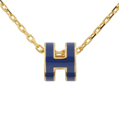 エルメス ネックレス レディース ポップＨペンダント MINI ブルー HERMES H147992F BLEU SAPHIR/GOLD