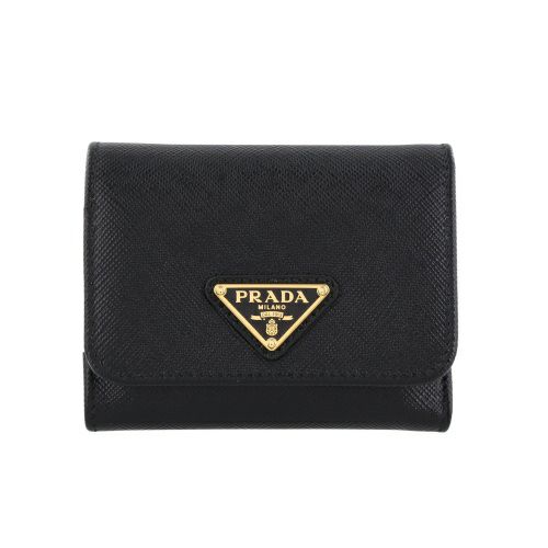 プラダ 三つ折り財布 レディース サフィアーノ トライアングルロゴ SAFFIANO TRIANGOLO ブラック PRADA 1MH044 QHH  F0002 NERO | GINZA LoveLove（ラブラブ）