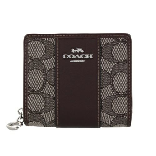 コーチ アウトレット 二つ折り財布 レディース スナップ ウォレット・シグネチャー ジャカード ブラウン COACH OUTLET CU991  SVS8S | GINZA LoveLove（ラブラブ）