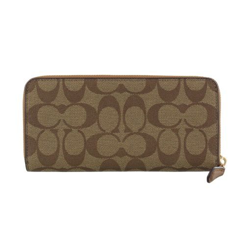COACH 長財布 コーチ 長財布 財布 レディース シグネチャー カーキ&サドル