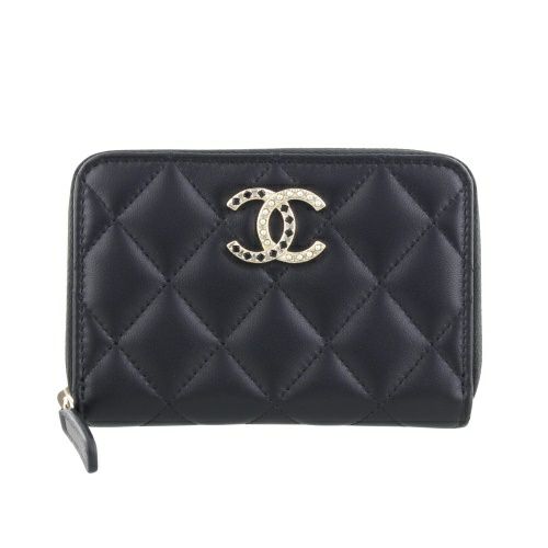 シャネル 三つ折り財布 レディース ココマーク ブラック CHANEL AP4328  