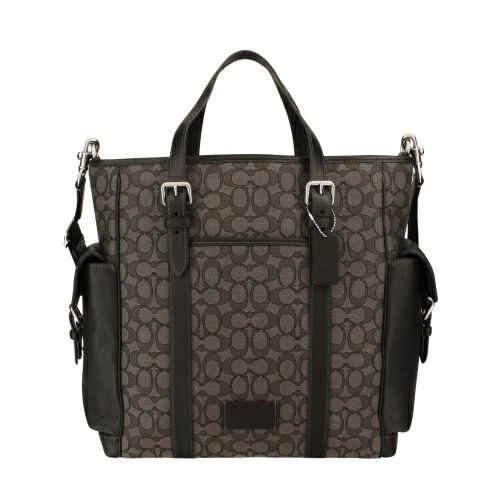 コーチ アウトレット トートバッグ メンズ スプリント トート・シグネチャー ジャカード ブラック COACH OUTLET CR325 SVO1U チャコール/ブラック