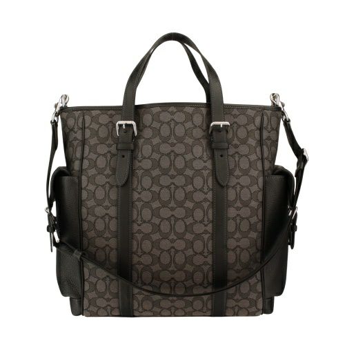 コーチ アウトレット トートバッグ メンズ スプリント トート・シグネチャー ジャカード ブラック COACH OUTLET CR325 SVO1U チャコール/ブラック