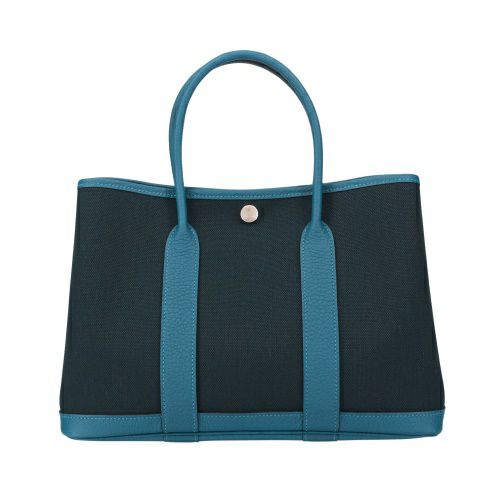 エルメス ガーデンパーティ30 TPM トワルオフィシェ ネゴンダ シルバー金具 B刻印 ブルー HERMES ブルーオーシャン/ブルーイズミール