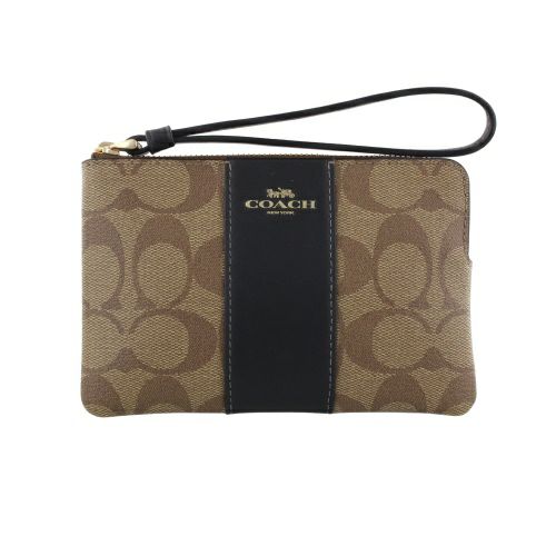 コーチ アウトレット ポーチ レディース シグネチャー キャンバス ブラック COACH OUTLET CS602 IMCBI カーキ ブラック